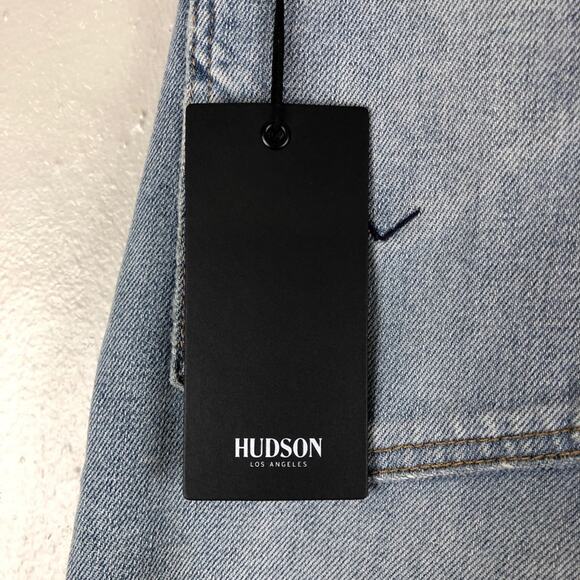 Hudson Blue Quiet Light Wash Rosie Mid Rise Wide Leg Crop Denim Jeans Pants - Picture 5 of 9